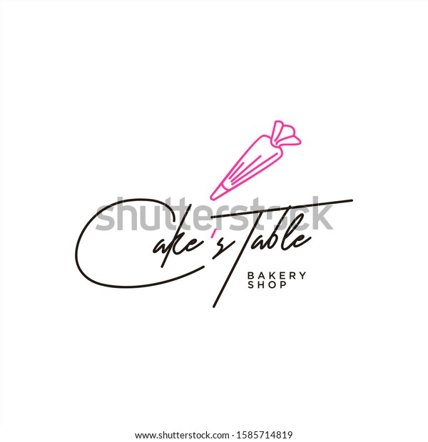 Script Font Lettering Bakery Icon Vector Stock Vector Royalty