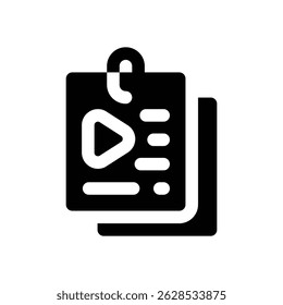 script glyph icon. Strong and solid vector icon for websites, mobile interfaces, presentations, and visual branding. High quality and easy to edit.