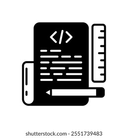 Ícone de Glifo de Script, ilustração de Vetor