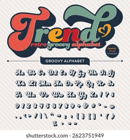  Script Groovy Retro Vintage Bold Font  alphabet vector file 