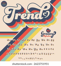  Script Groovy Retro Vintage Bold Font  alphabet vector file 