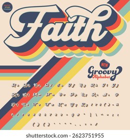  Script Groovy Retro Vintage Bold Font  alphabet vector file 