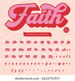  Skript Groovy Retro Vintage Bold Font-Alphabet, Vektordatei 