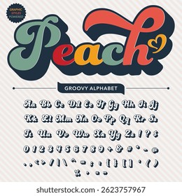 Script Groovy Retro Vintage Bold Font  alphabet vector file