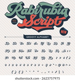 Script Groovy Retro Vintage Bold Fonte alfabeto arquivo vetorial
