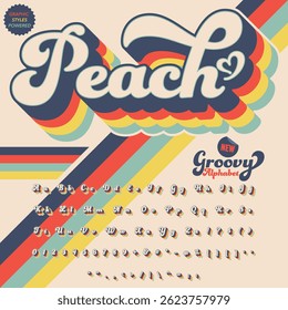 Script Groovy Retro Vintage Bold Font  alphabet vector file