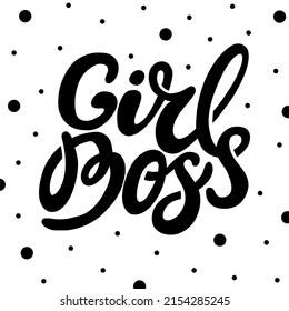 Script hand drawn lettering girl boss