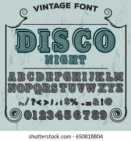 script handcrafted vector calligraphy font typeface,vector,labels,illustration,letters,grunge,graphics,banners,vintage in design with decoration named disco