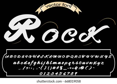 script handcrafted vector calligraphy font typeface,vector,labels,illustration,letters,grunge,graphics,banners,vintage in design with decoration named rock