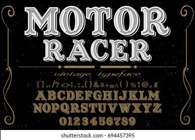 script handcrafted vector calligraphy font typeface,vector,labels,illustration,letters,grunge,graphics,banners,vintage in design with decoration vintage font named motor racer