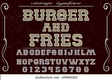 script handcrafted vector calligraphy font typeface,vector,labels,illustration,letters,grunge,graphics,banners,vintage in design with decoration vintage font  vector named Burger And Fries