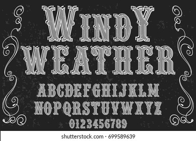 script handcrafted vector calligraphy font typeface,vector,labels,illustration,letters,grunge,graphics,banners,vintage in design with decoration  named windy weather