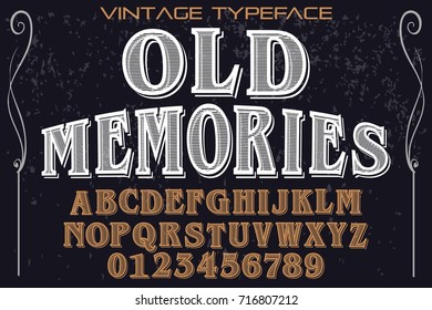 script handcrafted vector calligraphy font typeface,vector,labels,illustration,letters,grunge,graphics,banners,vintage in design with decoration named old memories