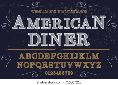 script handcrafted vector calligraphy font typeface,vector,labels,illustration,letters,grunge,graphics,banners,vintage in design with decoration named American diner