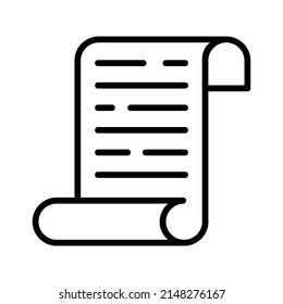 Script Icon. Line Art Style Design Isolated On White Background