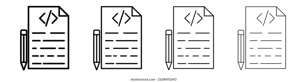Script icon Outline sign symbol set
