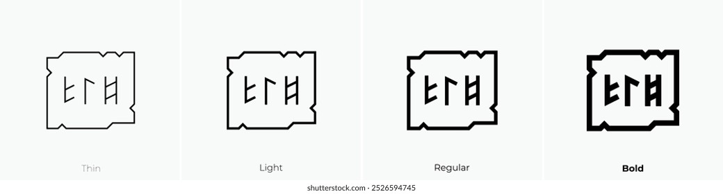 ícone de script. Design fino, leve, regular e negrito, isolado no fundo branco
