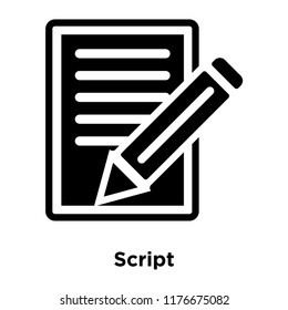 Script icon vector isolated on white background, logo concept of Script sign on transparent background, filled black symbol