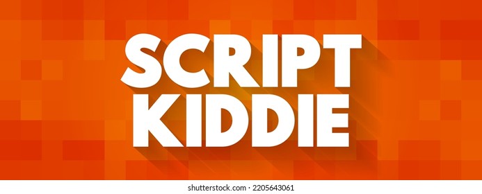 Script Kiddie is someone that uses existing software to hack computer systems belonging to others, text concept for presentations and reports