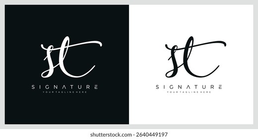 Script Letter ST Luxury logo design