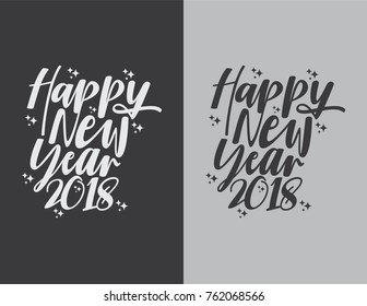 Script lettering hand made happy new year