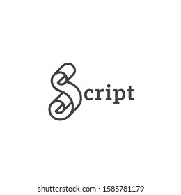 Script logo design template with stylized letter S in outline style. Vector illustration.