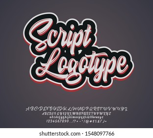 Script Logotype. Serif script typeface for lettering print.