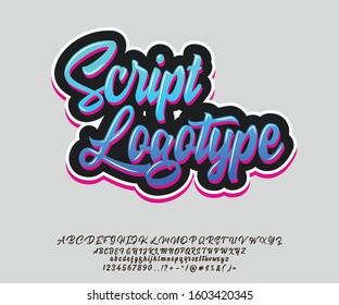 Script Logotype. Serif script typeface for lettering print.