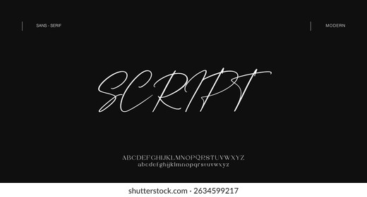 Script Fonte mínima criativa alfabeto classy. Fonte minimalista de tipografia . ilustração vetorial