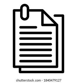 Icono de película de script. Icono de vector de película de guión de contorno para diseño web aislado en fondo blanco