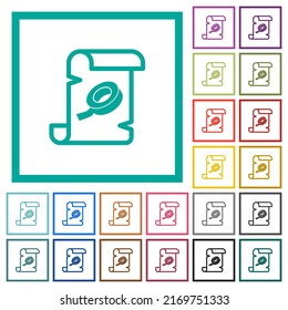 Script patch flat color icons with quadrant frames on white background