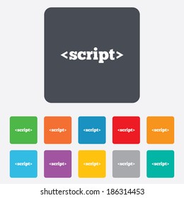 Script sign icon. Javascript code symbol. Rounded squares 11 buttons. Vector