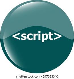 script sign icon. Programming language symbol. Circles buttons