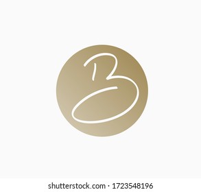 Script signature letters BC, CB , B logo. Initial letter minimalist art luxury monogram.