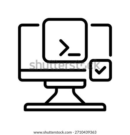 Script Terminal Line Icon, Outline Symbol for Command Line, Code Execution, Shell Programming, System Administration, and Developer Interface. Vector Sign Icon.