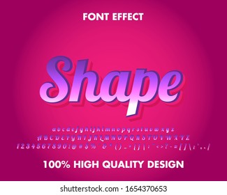 Script Text Effect Purple Gradient for Sticker and Title Premium Vector