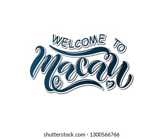 Script text word art lettering design vector of country name for Macau - Vector
