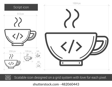 Script vector line icon isolated on white background. Script line icon for infographic, website or app. Scalable icon designed on a grid system.