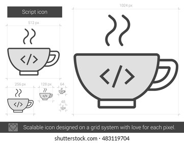 Script vector line icon isolated on white background. Script line icon for infographic, website or app. Scalable icon designed on a grid system.