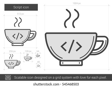 Script vector line icon isolated on white background. Script line icon for infographic, website or app. Scalable icon designed on a grid system.