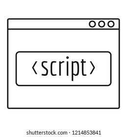 Script window icon. Outline illustration of script window vector icon for web design isolated on white background