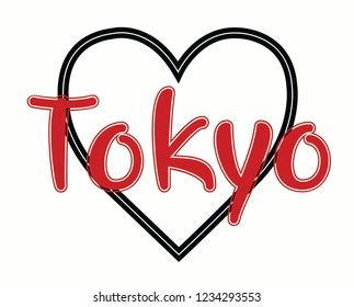 Script word text art design vector of country and city names tokyo