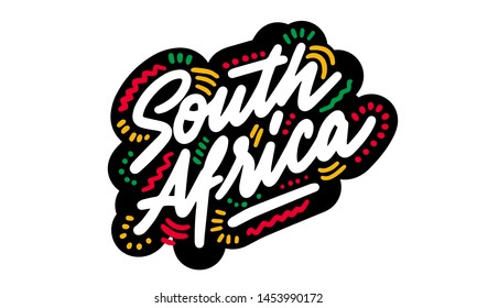 Script word text art design vector of country name for South Africa