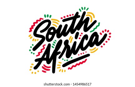 Script word text art design vector of country name for South Africa