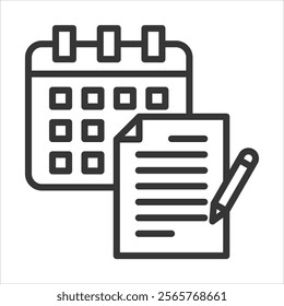 Script Writing Icon Vector Illustration Outline Style