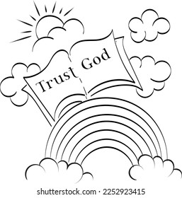 Scripture Illustration for Tattoo design. The message of the Gospel of Jesus Christ. Bible lesson for kids.