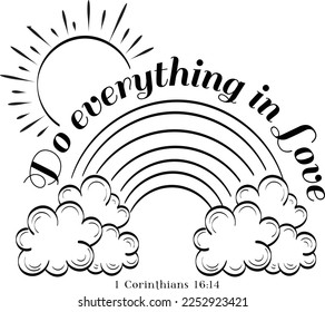 Scripture Illustration for Tattoo design. The message of the Gospel of Jesus Christ. Bible lesson for kids.