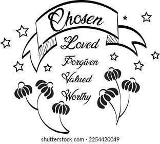 Scripture Illustration for Tattoo design. The message of the Gospel of Jesus Christ. Bible lesson for kids.