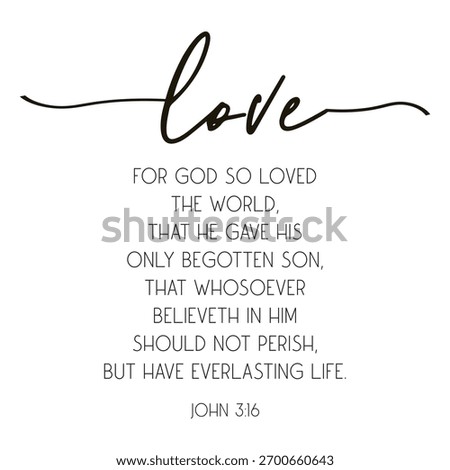 Scripture Love John 3 16 Christian Verse Typography