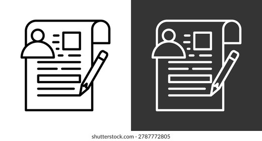 Scriptwriter Black And White Icon Set Collection Pack Vector Illustration